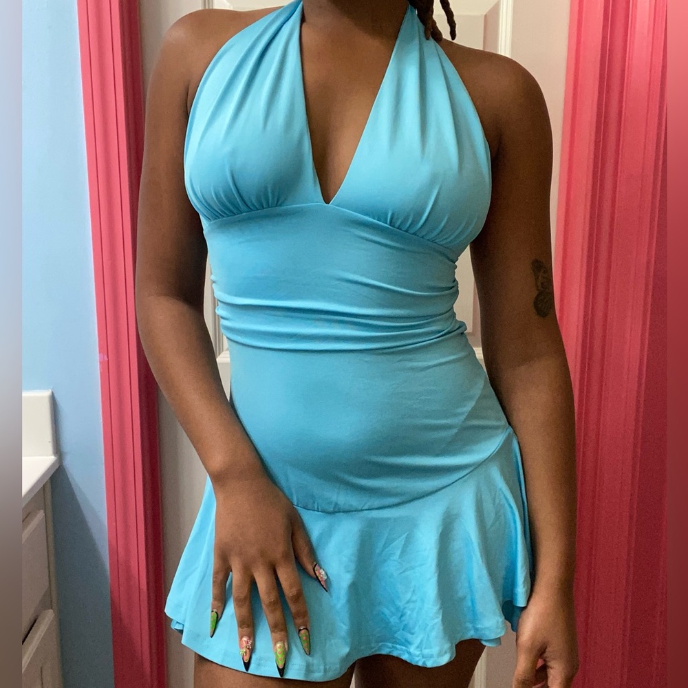 Baby Blue Halter Dress 👗🩵